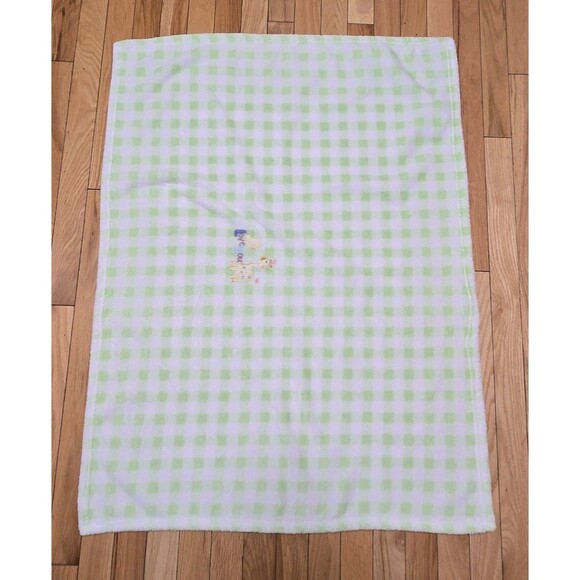 Carters Just One Year Baby Blanket Gingham Check Green Love You Giraffe Duck - Picture 4 of 6